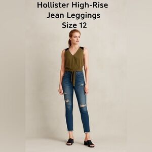 ollister High Rise Jean Legging Size 5 / 27 Distressed Raw Hem Skinny Jeans
